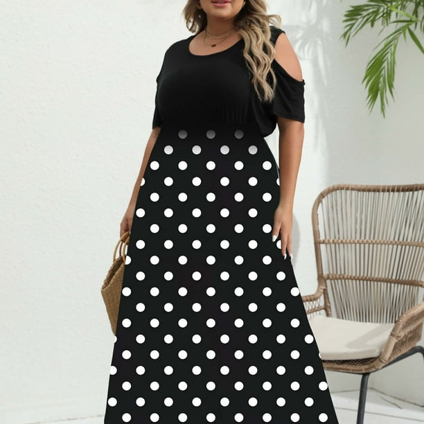 Vestido largo con hombros descubiertos y estampado degradado de talla grande, vestido de fiesta largo de manga corta elegante con estiramiento ligero para mujer