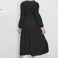 thumbnail image 4 of Hvot&aat Women's Elegant V Neck Midi Dress with Belt 2025 Fall Long Sleeve Evening Party Cocktail Dresses for Wedding Guests, 4 of 7