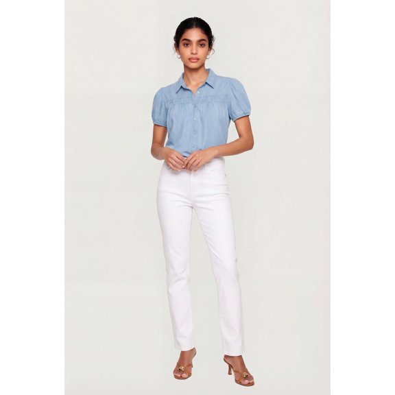 Women's Denim Short Puff Sleeve Shirt