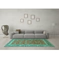 thumbnail image 3 of Ahgly Company Machine Washable Indoor Rectangle Persian Turquoise Blue Traditional Area Rugs, 2' x 5', 3 of 4