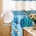 thumbnail image 2 of No Hook Shower Curtain with Built-in Rings - Coastal Ocean Washable Waterproof Fabric Bathroom Curtains for Hotel,Rentals, 72 X 72 Inch Long , Sea Turtles Starfishs Blue, 2 of 9