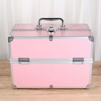 OUNONA Cosmetics Train Case 3 Tiers Organizer for Jewelry Makeup Holder Travel Pink
