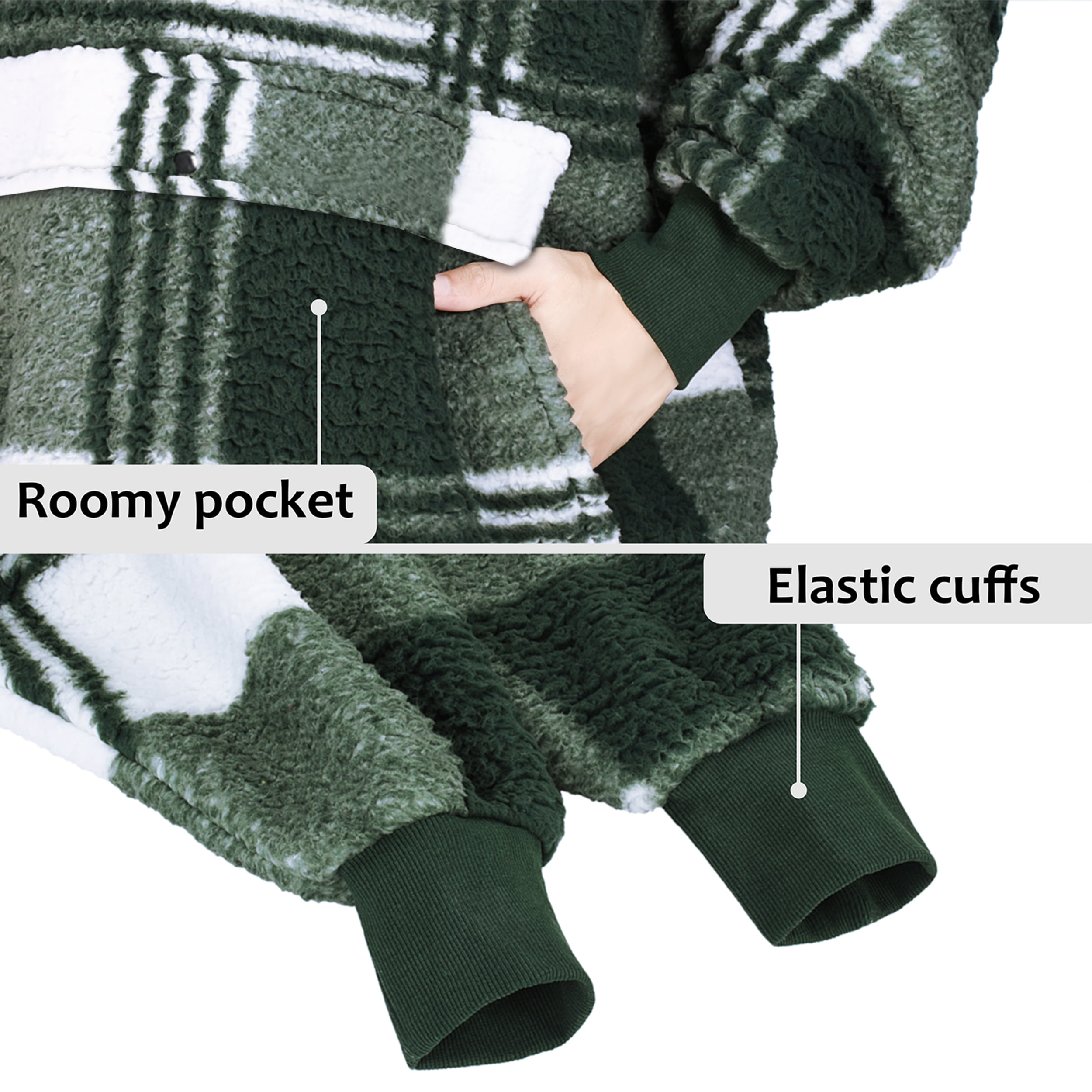 Catalonia Plaid Oversized Wearable Blanket Hoodie Sweatshirt, Comfortable Sherpa Lounging Pullover for Men Women Wife Girlfriend