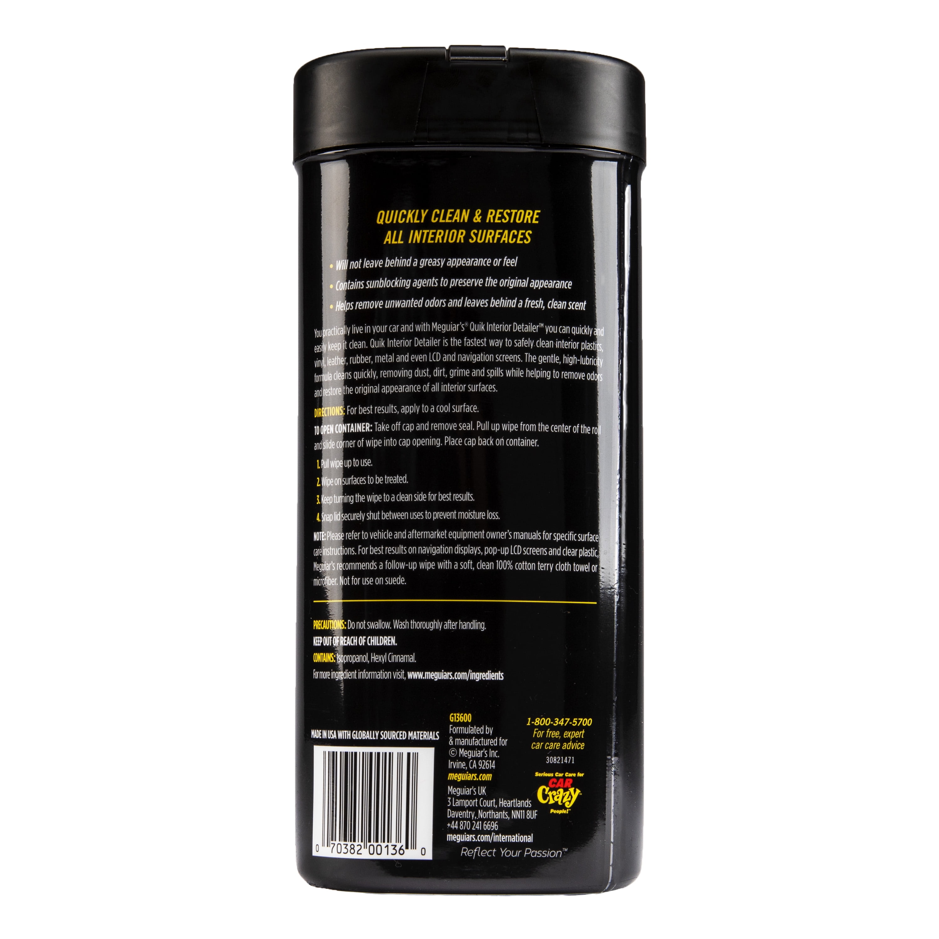  Meguiar'S Quik Interior Detailer Wipes 25 - 7 X 9 One Step  Cleaning And Protection For All Interio : Automotive