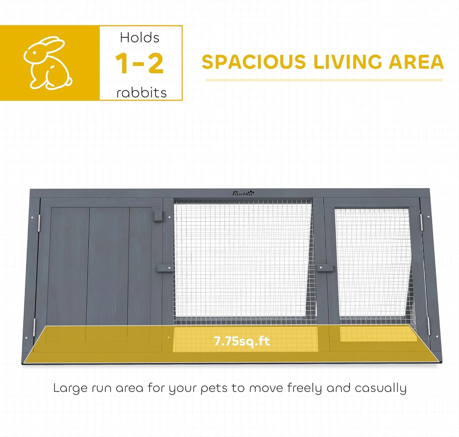 WSWJY Rabbit Hutch Outdoor, Wooden Chicken Coop with Run, Outdoor Small Animal Cage for Rabbit, Small Duck and Chicken, for Garden, Backyard, Farms, 45" x 20.5" x 18", Grey