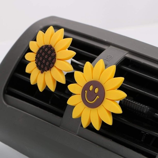 Accesorios interiores de Perfume de salida automática, ambientador de coche con forma de girasol con estilo para coche, Clip de ventilación para aire acondicionado con fragancia sólida Sincero Hogar