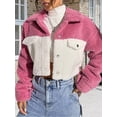 thumbnail image 4 of Womens Fuzzy Fleece Jacket Button Down Coats Casual Winter Warm Outwear with Pockets Pink S, 4 of 9