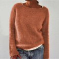 thumbnail image 6 of Women's Sweater Long Sleeve Boat Neck Basic Knitted Sweater Pullover Top Pullover Sweater, 6 of 9