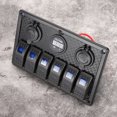 thumbnail image 1 of Switch 12V-24V 6 Gang Rocker Switch Panel with  Lighter Socket 2 USB Voltmeter Display for Car Boat Truck RV, 1 of 8