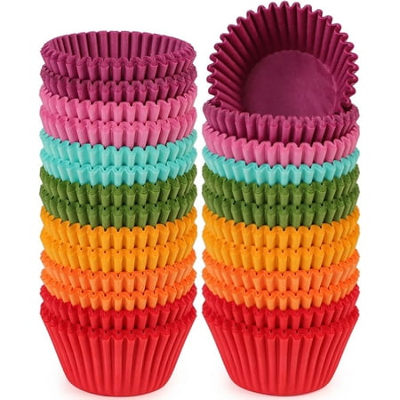 Rainbow Mini Cupcake Liners Colorful Muffin Baking Cups 350-Count, Odorless, Upgraded & Food Grade Grease-Proof Paper