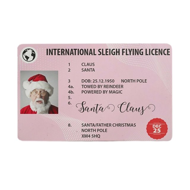 Claus Licencia De Conducir Voladora Tarjeta De Plástico Licencia De Trineo De Plástico Decoraciones Para Árboles De Navidad Yuarrent HA042012-03
