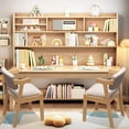 thumbnail image 3 of BALANBO Solid Wood Kids Desk and Chair Set with Hutch,Study Computer Desk with Drawers,Extra Large Two Person Study Desk Writing Table,Student Media Desk with Bookshelf for Bedroom,Study Room,Natural, 3 of 8