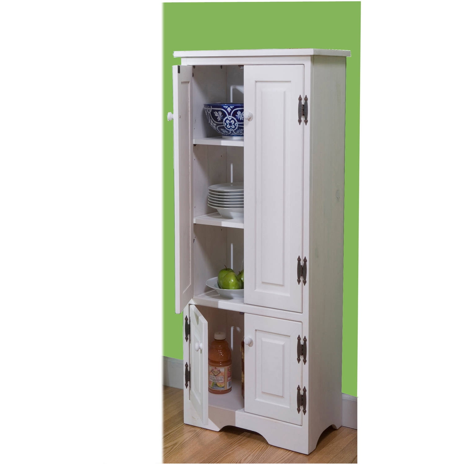 Versatile Wood 4 Door Floor Cabinet White Walmart Com Walmart Com