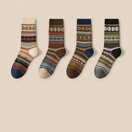 Ahabrexf Christmas Socks Women Winter Warm Fleece Lined Cozy Fuzzy Slipper Socks Indoor Gift Set