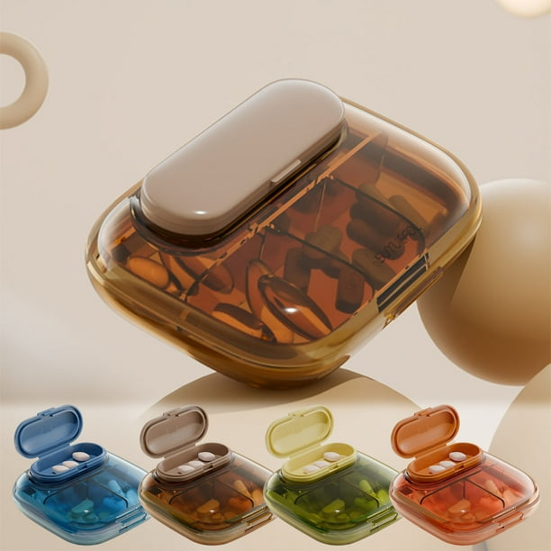 Caja de pastillas pequeña - Organizador portátil de medicamentos para 7 días con 4 compartimentos para mañana, mediodía, noche y noche • Sellado e impermeable • Plástico ABS