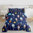 thumbnail image 2 of jejeloiu Watercolor Kawaii Rocket Twin Comforter Sets,Cartoon Stars Print Bedding Set For Boys Men Reversible 2-Piece, 2 of 8