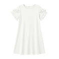 thumbnail image 4 of Shachafan Girls Summer Dresses Short Sleeve Casual Round Neck Straight Beach Dress With Ruffle Daily Use Dress for Girls, 4 of 4
