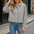 thumbnail image 6 of QQZ Cropped Double Breasted Long Sleeve Shirt Jacket Women, Lightweight Cardigans For Women Trendy, Fall Travel Business Casual Street Daily Outfits, 6 of 6