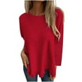 thumbnail image 1 of Timegard Women Plus Size Tops Causal Long Sleeve Round Neck T Shirts Solid Color Loose Comfy Blouses, 1 of 7
