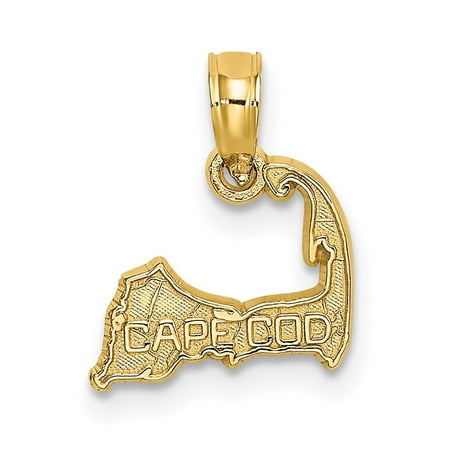 Diamond2Deal 14K Yellow Gold CAPE COD Map Charm Pendant for Women (L- 0.55 in, W- 0.43 in)