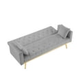 thumbnail image 3 of 73" Loveseat Sofa Bed, Velvet Convertible Folding Futon Sofa Bed with 2 Cushions, Button Tufted and Gold Metal Legs, Sleeper Sofa Couch for Small Spaces,Living Room, Bedroom, Home Office, Grey, 3 of 7