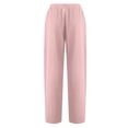 thumbnail image 5 of Lilgiuy Women Casual Solid Color Pockets Buttons Elastic Waist Comfortable Straight Pants Pink 4 2022 Fall Winter, 5 of 5