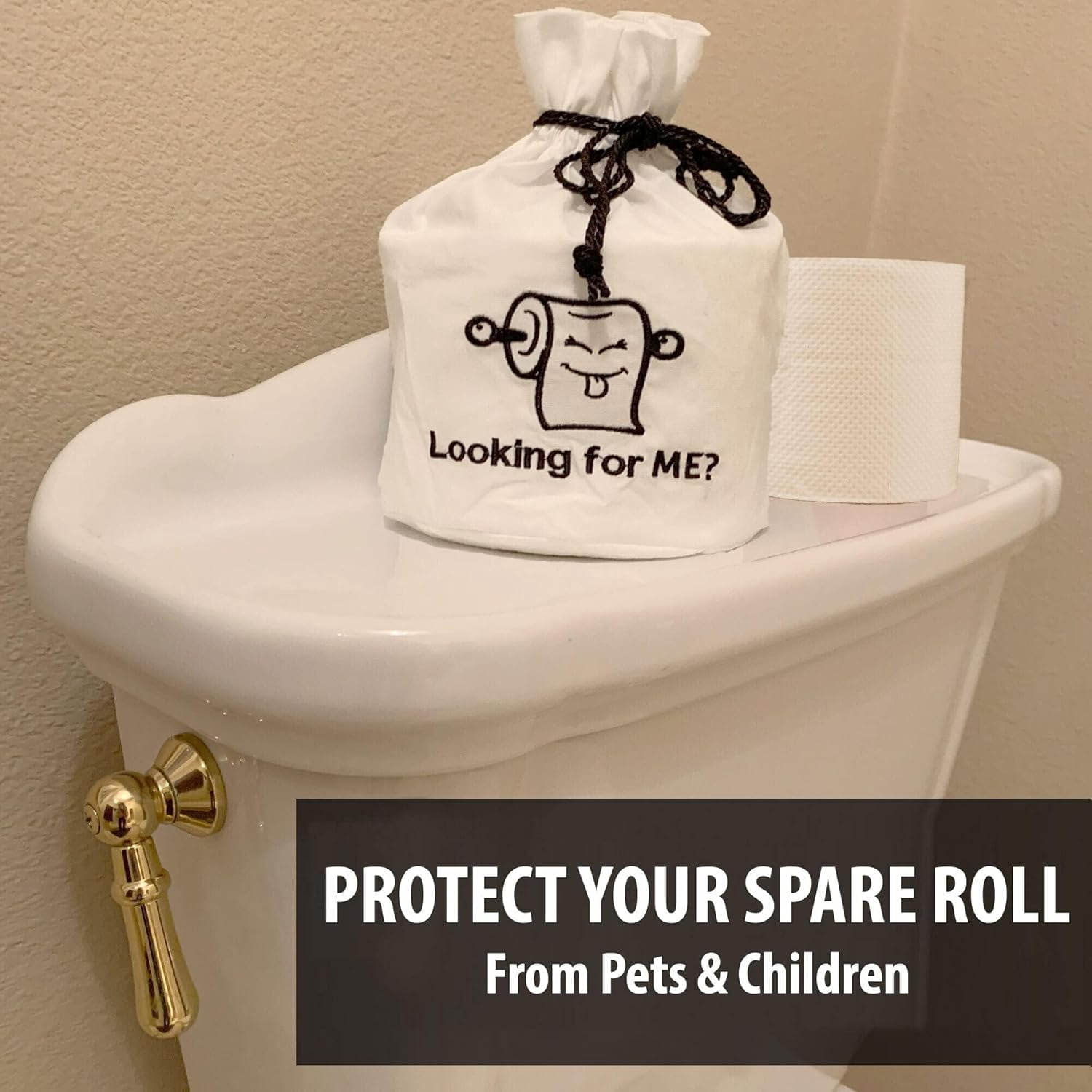 Born Uncommon Toilet Paper Roll Cover - 9" x 5.5" Reusable Cotton Toilet Paper Cover with Drawstring Closure – Decorative Bathrooms Tissue Roll Storage Bag
