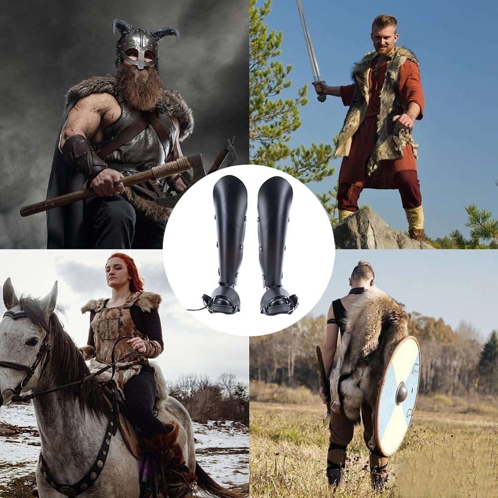 Imitation Leather Cover Leg Guards Renaissance Medieval Costume Accessories Black 430x560x2.5mm