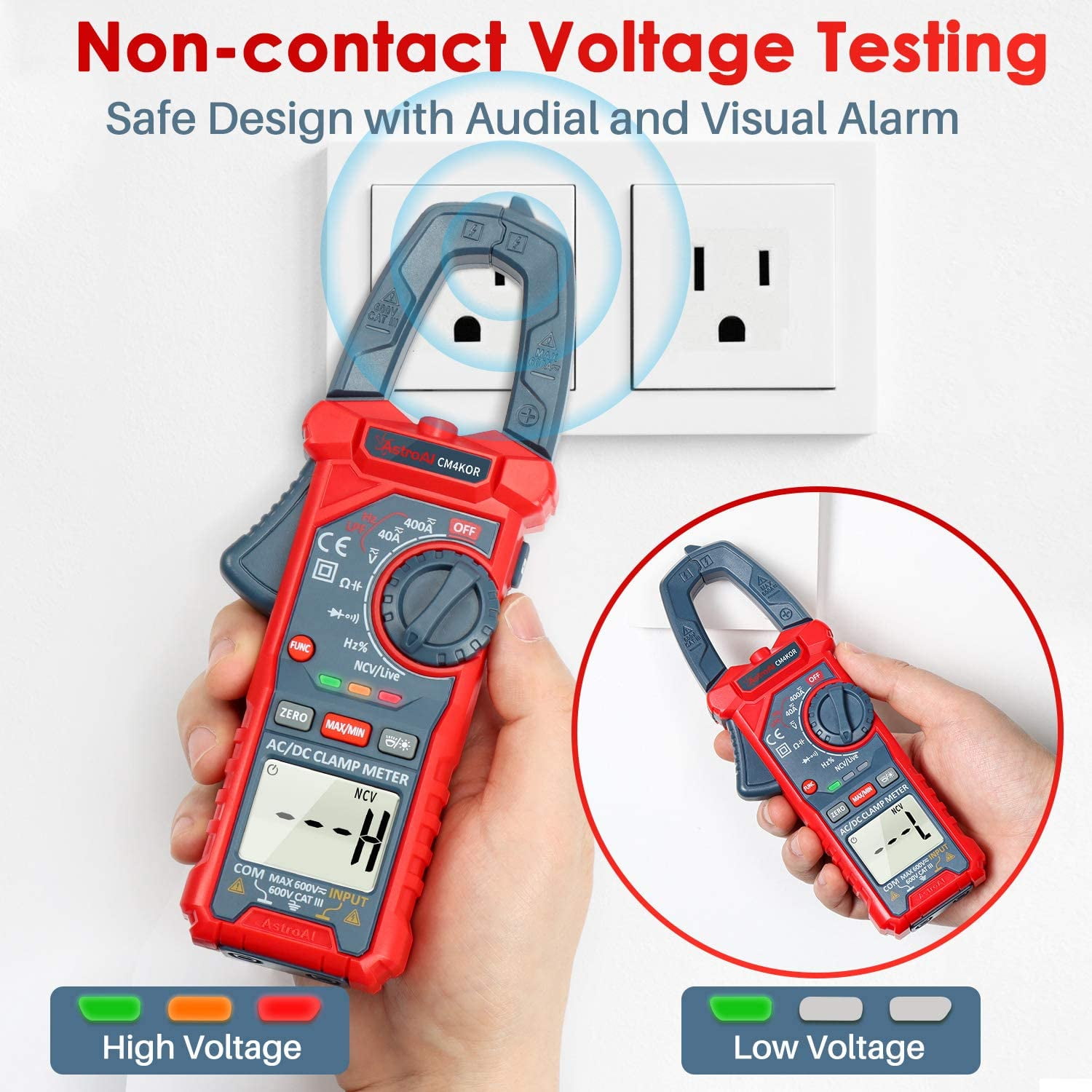 AstroAI Digital Clamp Meter Multimeter 4000 Counts Auto-ranging Amp Voltage Tester