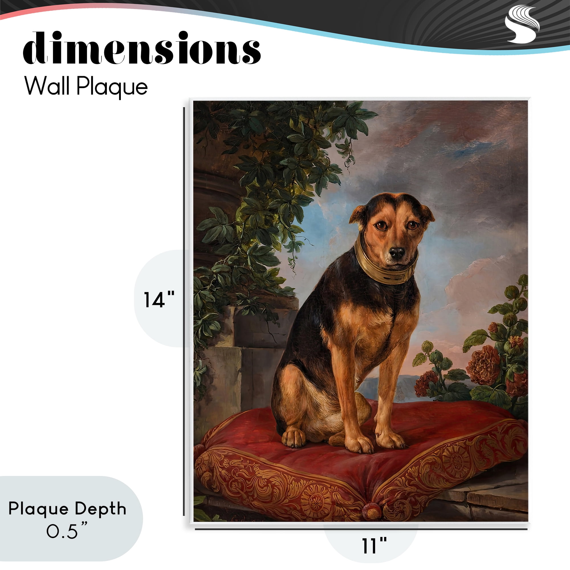 Stupell Industries Historical Dog on Cushion Wall Plaque Art, design by Lil' Rue