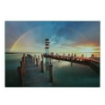 thumbnail image 3 of Lighthouse Cutting Board, Sunset at Seaside Wooden Docks Lighthouse Clouds Rainbow Waterfront Reflection, Decorative Tempered Glass Cutting and Serving Board, Small Size, Multicolor, by Ambesonne, 3 of 5