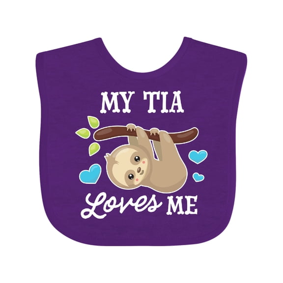 Inktastic My Tia Loves Me with Sloth and Hearts Boys or Girls Baby Bib