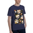 thumbnail image 2 of Bingfone Cat Skulls And Flowers Men'S Loose Fit Short-Sleeve Pocket T-Shirt, 2 of 7
