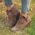 thumbnail image 5 of asdoklhq Wedges for Women,Women's Retro Zip Waterproof Platform Thick Heel High-heeled Shoes Single Shoes, 5 of 7