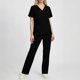 thumbnail image 2 of Conjunto de uniforme médico para mujer, color sólido, 2 piezas, camiseta de manga corta con cuello en V y pantalones con cintura elástica, uniforme de enfermería con bolsillos., 2 of 9