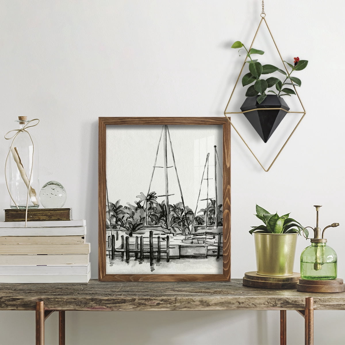 Neutral Tropics I - Framed Print w/glass - Walnut