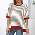 thumbnail image 2 of hotojiny Spring Fashion Sweatshirts for Women Oversized Striped 3/4 Sleeve Pullover Loose Casual Crewneck Shirts, 2 of 6