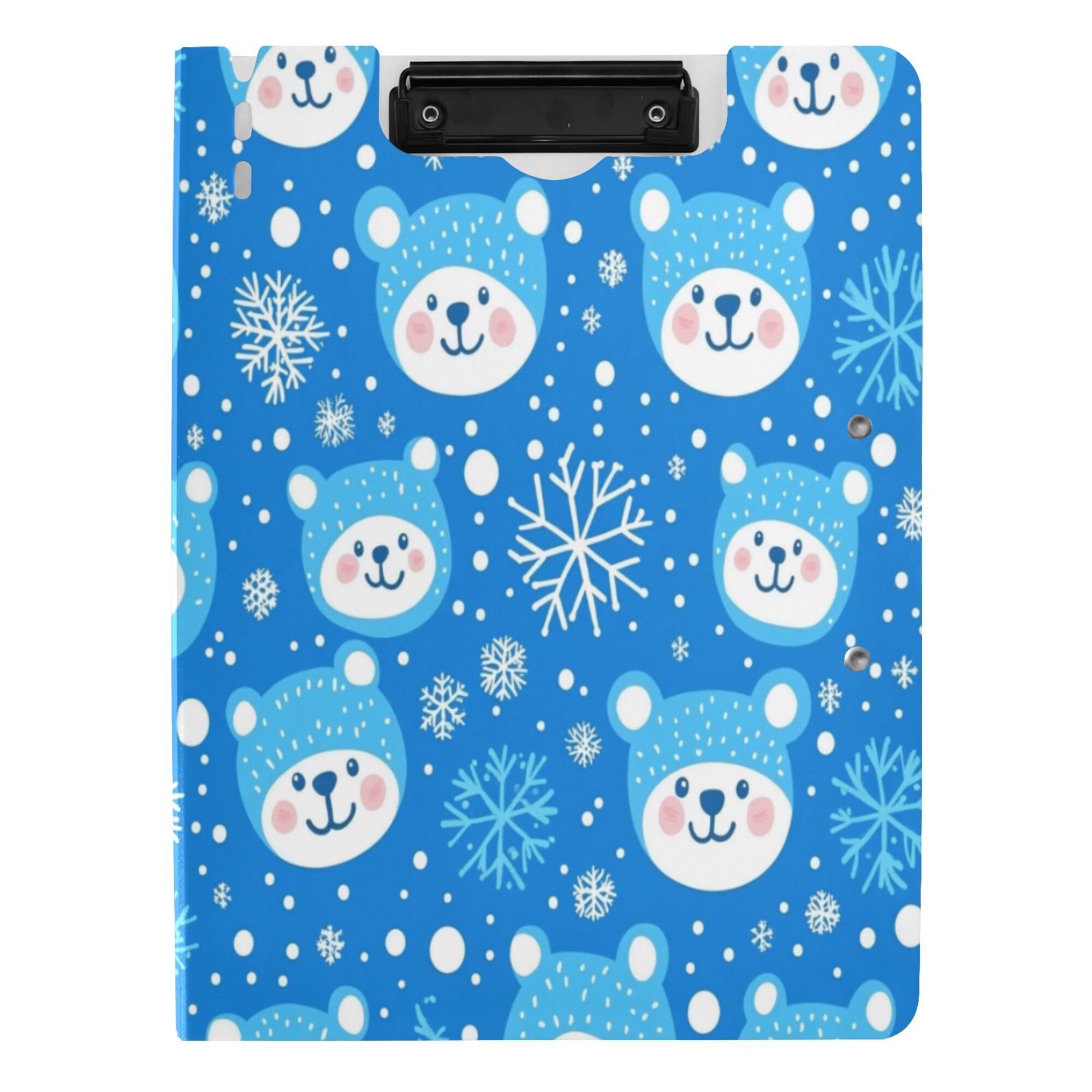 FORMRS A4 Clipboard Folder with Pen Holder Horizontal Foldable School Office Binder, Blue Bears