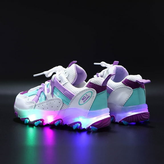 HYwys Girls Size 12 Shoes Sport Light Kids Girls Led Children Shoes Bling Baby Luminous Boys Baby Shoes Youth Girl Shoes Purple 5.5-6Years