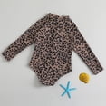 thumbnail image 6 of Girls One Piece Swimsuit Size 3-4Y Leopard Print Long Sleeve Swimsuits with Zipper Summer Pool Beach Toddler Kids Swimwear, 6 of 9