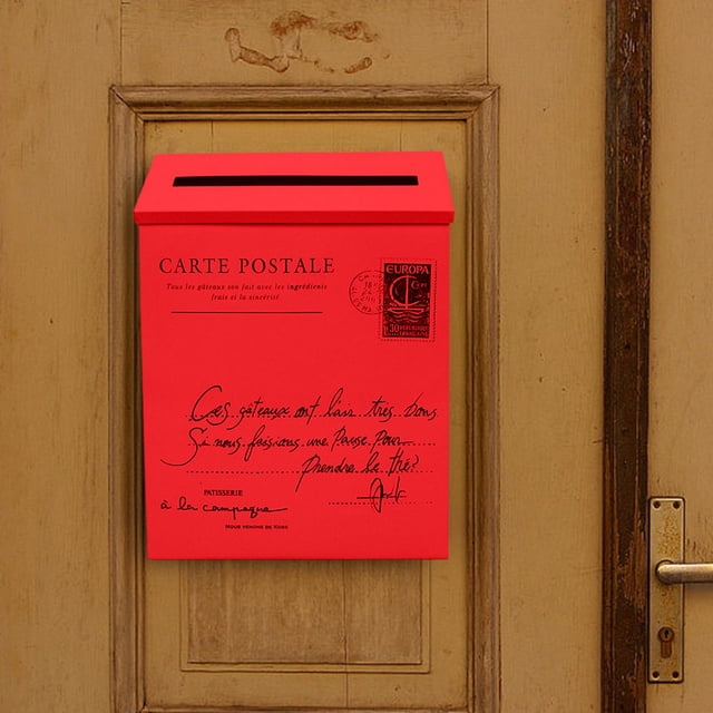 Drop Box Large Capacity Decorative Newspaper Holder Box for Yard Gate Garden red