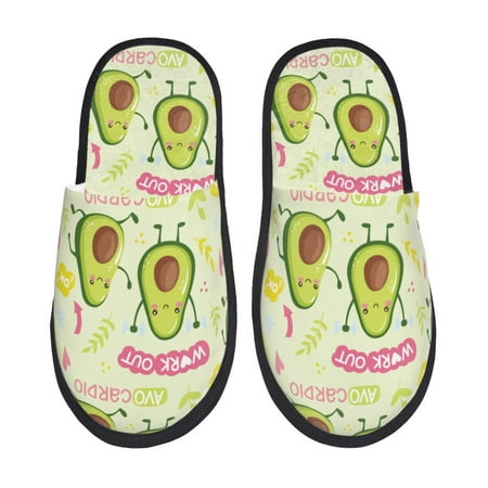 Balery Avocado Work Out Slient Indoor Furry Fleece Comfort House Shoes Soft Non-Slip Home Shoes Cotton slippers House Slippers-- Medium