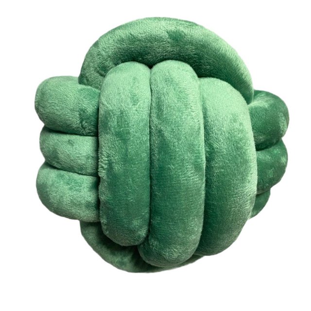 Almohada de bola redonda con nudo de cuerda de tres hilos tejida a mano para decoración del hogar, almohada de bola con nudo de terciopelo de cristal