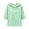 thumbnail image 4 of Zorvxlyn Leopard Print Hooded Sweatshirt Batwing 3/4 Sleeves Drawstring Oversized Pullover Sweatshirts for Women Fall Winter Drop Shoulder Y2k Vintage Trendy Pullover Sweaters for Women, 4 of 7