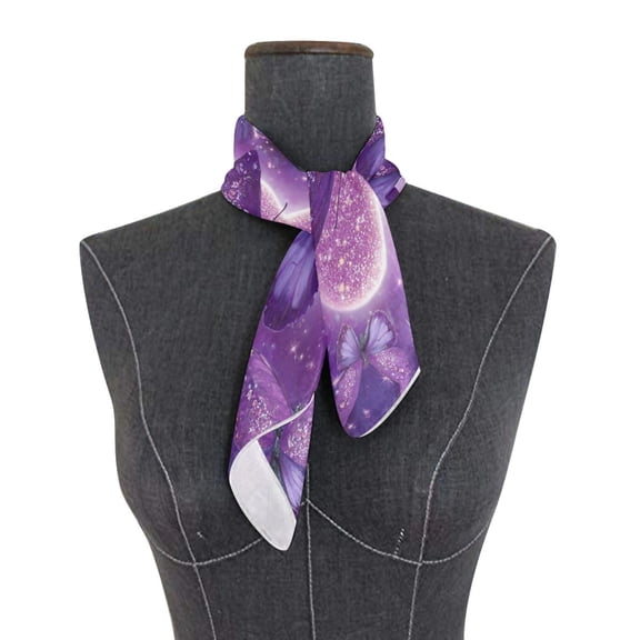 Square Scarf 24x24 Inch Purple Diamond Butterfly Silky Satin Sun Protection Neck Scarf for Women Multi-Purpose Head Wrap Bandana for Hair Bag Decoration