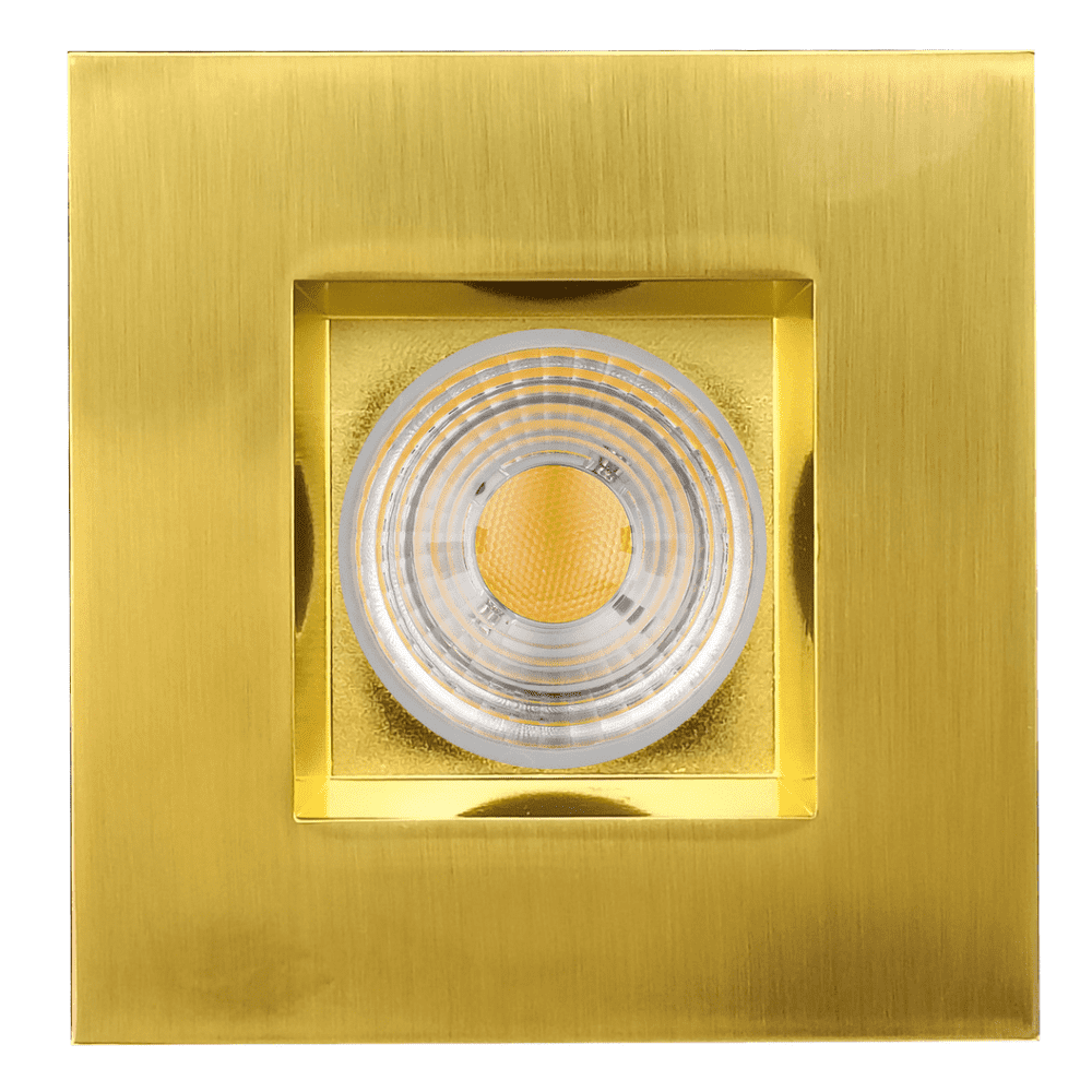 Perlglow 4 inch Square Brushed Brass Downlight Luminaire, LED Recessed