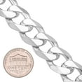 thumbnail image 2 of 15.3mm Solid .925 Sterling Silver Flat Curb Chain Bracelet, 10 inches, 2 of 7
