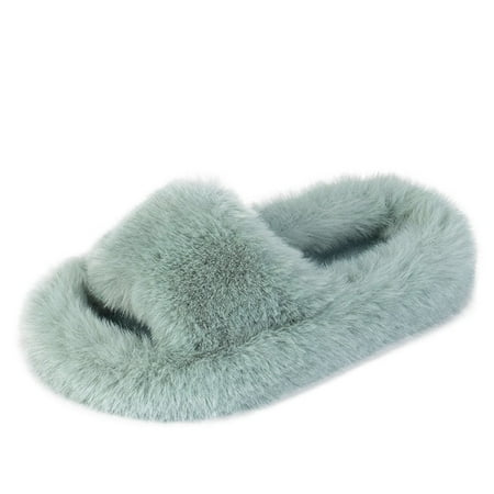 

DancePeanut Kids Girls Autumn Winter Princess Elegant Plush Indoor Slippers Shoes Children Soft Sole Flat Slippers Size 26-34