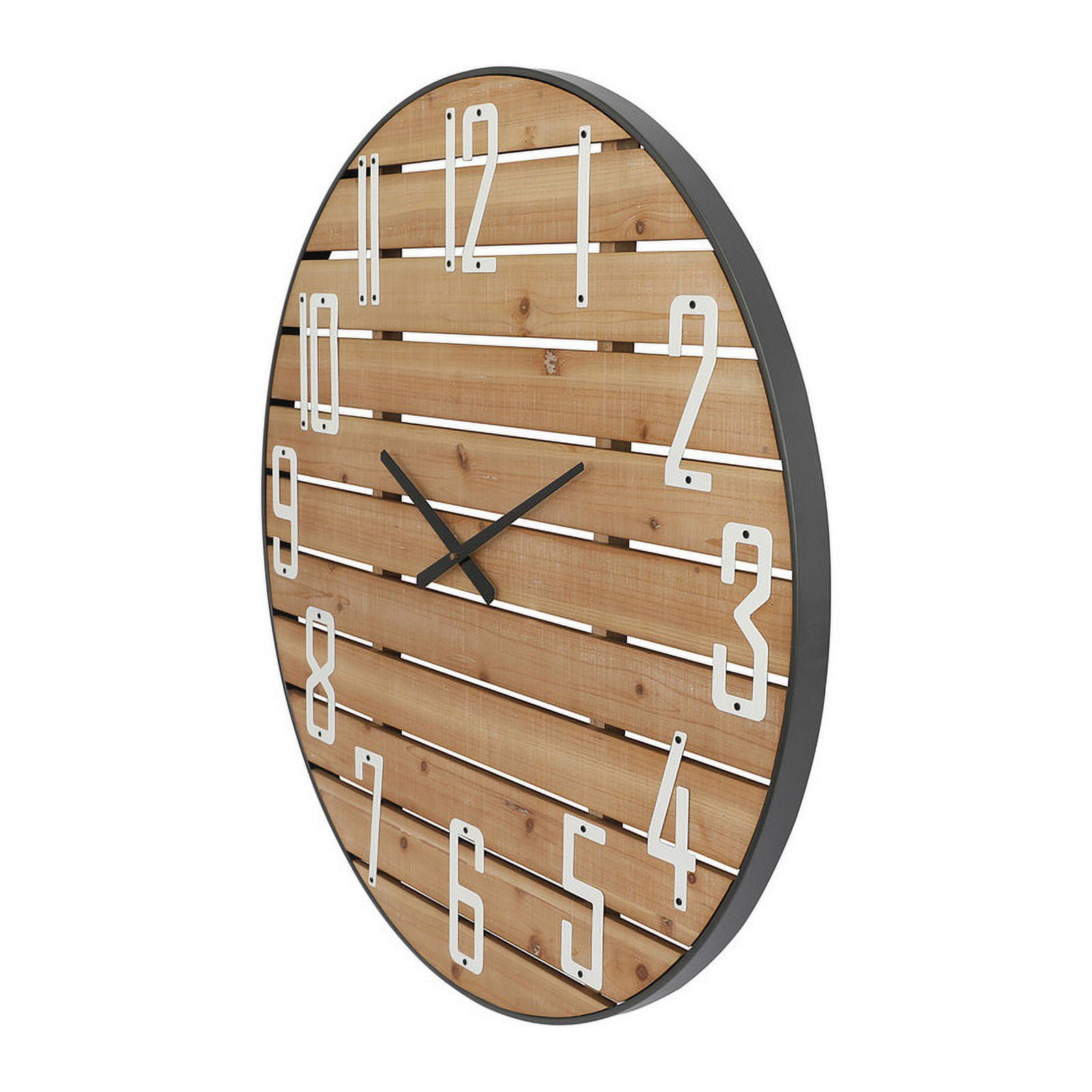 Lorena Brown Round Wood Farmhouse Wall Clock