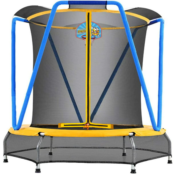 Zupapa Trampoline for Kids with Enclosure Net Basketball Hoop Toddlers Mini Small Trampolines for Indoor Outdoor Gift for Children 2-8,54inch,66inch - Walmart.com
